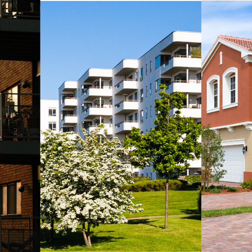 Image showing three styles of Condominium, highlighting diversity in the types of condominium living.