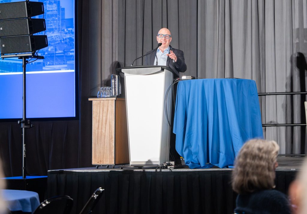 Edmonton Mayor Andrew Knack delivers opening remarks at the ACE Conference Edmonton Mayor Andrew Knack delivers opening remarks at the ACE Conference